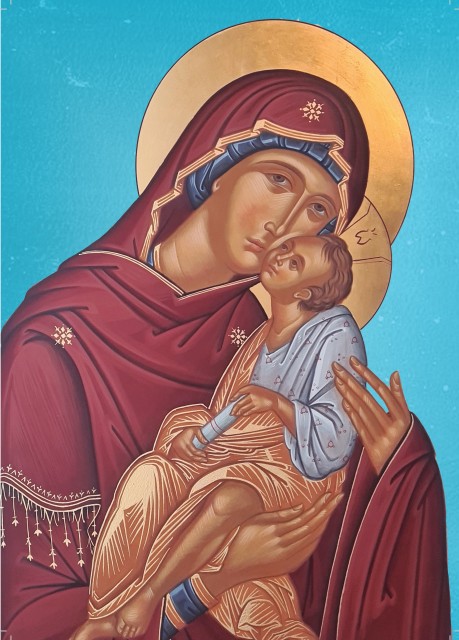 Personalized Christmas card – icon of the Virgin, Débora @iconosycirios